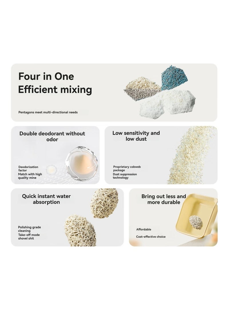 Cuihua Xu رمل قطط مخلوط 4 في 1 برمل الكسافا (المانيوك) والتوفو مع بنتونيت نشط وحبيبات STA الطاردة للروائح - تكتل فائق القوة وخالي من الغبار 99.9% - وزن 2.5 كجم - Image 2